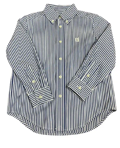 High quality button-down collar men's shirts striped embroid casual shirt 100% cotton fabric clothes for men