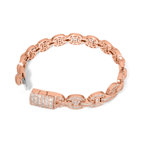 Bracelet Cubain Premium Baguette Or Rose Moissanite Diamant pour Homme Charme de Luxe au Meilleur Prix