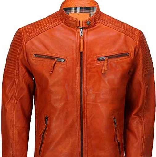 Custom Rock Style Genuine Sheep Leather Biker Jacket