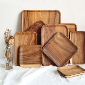 Ensemble de vaisselle et d'assiettes en bois d'acacia massif Quantité en vrac Vaisselle Assiettes Plats en bois du fournisseur indien - Product Image 1