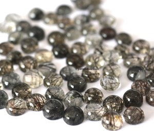 Quartz Rutile Noir Naturel 7mm Cabochon Rond-Quartz Rutile Noir Lâche Qualité Supérieure - Product Image 6