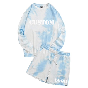 2024 nueva llegada Tie Dye chándal Casual manga larga Sudadera con capucha pantalones de chándal polar conjunto de dos piezas entrenamiento de invierno impreso de talla grande - Product Image 6