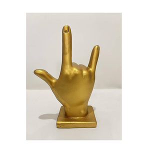 Sculpture en métal de table d'expression à trois mains plaquées or pour la décoration de la maison et intérieure et extérieure, vente en gros et fournisseurs - Product Image 3
