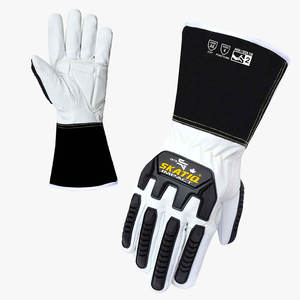 Original Skatiq SG-7016 Premium Grain Gant en peau de chèvre 5 manchettes Protection contre les coupures Anti-Vibration Nylon Doublure Construction Soudage TPR - Product Image 4