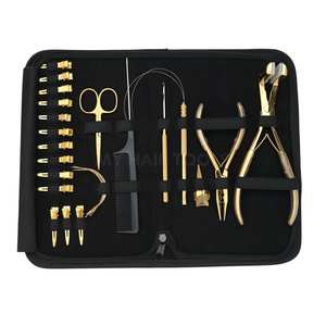 Kit de Instalación de Extensiones de Cabello con Aplicador de Cinta Adhesiva, Herramienta de Crimpado de Tres Orificios, Peine de Estilismo, Pinzas de Sección Tipo Pico de Pato y Anillo - Product Image 1