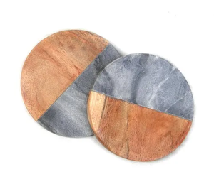 Bois marbre caboteur forme ronde noël pendaison de crémaillère bureau à domicile marbre acacia bois boissons caboteur - Product Image 6