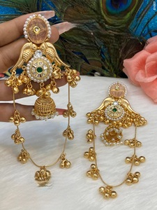 À la mode meilleure qualité vêtements traditionnels plaqué or longues boucles d'oreilles pour fête mariage et fonction porter Collection pour femmes filles - Product Image 2