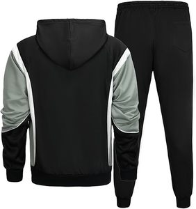 Venta al por mayor de sudaderas con capucha de los hombres de cremallera completa de algodón Patchwork polar con bordado impreso espacios en blanco conjuntos de ropa de invierno - Product Image 5