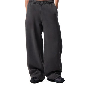 Pantalones de chándal holgados clásicos personalizados Vintage Unisex Streetwear elástico Casual pierna recta media pierna ancha 100% algodón pantalones en blanco - Product Image 2