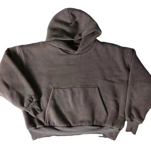 Pullover Boxy Thick Fleece 100% Cotton Zipper Hoodie No String Regular Fit Distressed Stone Washed Blank Hoodies Hombres - Product Image 2