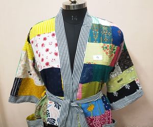 Indian Vintage Kimono Recycled Kimono Robe <b>Gift</b> For Indian Patchwork Kimono Robe Handmade Floral Ryan Kimono Nightwear Kimono - Product Image 1