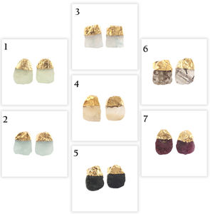 Boucles d'oreilles minimaliste en pierre de naissance, Amazonite brute naturelle, demi-or galvanisé, boucles d'oreilles Push Back, bijoux pour elle - Product Image 2