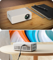 Mini projecteur LED L02 720P avec haut-parleurs intégrés HIFI STEREO de qualité, design personnalisé portable