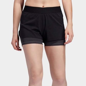 Vente en gros Short personnalisé deux en un Short blanc d'entraînement de gymnastique pour femmes 100% coton anti-rides Short à cordon en coton noir pour femme - Product Image 1