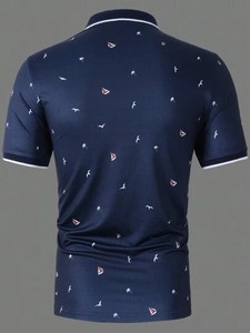 100% algodón lienzo antiarrugas verano de los hombres para Polo manga corta ancla estampado Casual/Commuter camiseta - Product Image 2