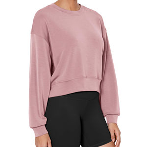 Vente en gros de sweat-shirt ras du cou décontracté à la mode vintage sport sweat en coton et polyester à manches longues pour femmes prix bon marché - Product Image 1