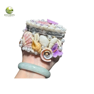 Boîte de rangement pour bijoux en coquillages naturels, boîte décorative artisanale en coquillages avec accent papillon perlé pour cadeaux - Product Image 3