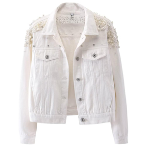 Nouvelle veste en jean décontractée pour homme, vente chaude, hiver, broderie, rivets, perles, denim court, OEM et ODM disponibles - Product Image 1