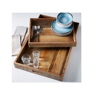 100% Plateau de service en bois de la meilleure qualité avec bois et poignées pour la décoration et les restaurants servant - Product Image 2