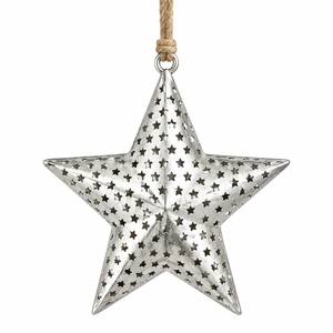 Adorno Colgante de Estrella de Metal Plateado, Decoración Tradicional para Árbol de Navidad, Adorno Rústico para el Hogar en Navidad - Product Image 1