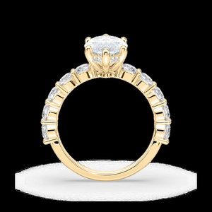 Bague de fiançailles en diamant de laboratoire taille marquise 2,40 CTW, pierres latérales rondes, certifiée IGI, or massif 14 carats, bague de mariée de luxe - Product Image 3