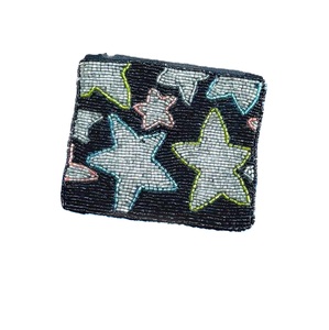 Pochette à monnaie brodée de perles de rocaille, élégante et faite à la main, avec fermeture éclair - Product Image 2