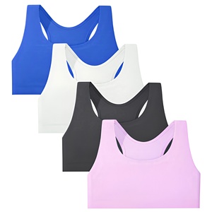 Soutien-gorge de sport pour femme, maintien moyen, respirant, couleur unie, pour yoga et fitness, disponible en bleu, blanc, noir, rose - Product Image 1