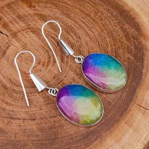 ต่างหูระย้าควอตซ์แสงอาทิตย์สีรุ้งต่างหูลวดคริสตัลทำด้วยมือของขวัญเครื่องประดับ Boho สำหรับผู้หญิง - Product Image 3