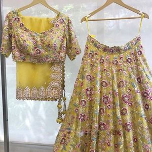 Lehenga choli สไตล์อินเดียผ้าแคนวาสปักเลื่อมสำหรับผู้หญิงขายดีที่สุด - Product Image 2