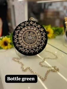 Pochette de forme ronde de luxe à la mode sac à main de soirée brodé de qualité supérieure pour les mariages exclusifs célébrations haut de gamme - Product Image 2