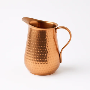 Jarra de Agua de Cobre Martillado de Diseño con Tapa para Uso Doméstico Tradicional y Beneficios para la Salud Ayurvédica - Product Image 2