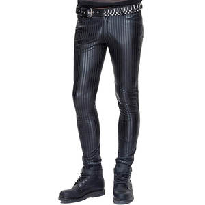 Pantalon en cuir véritable à motif droit décontracté de haute qualité pour hommes Offre Spéciale avec tissu en toile taille haute et logo personnalisé - Product Image 1