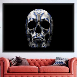 Ornate <b>Skull</b> Canvas Print: Abstract Gothic Wall <b>Decor</b>,BLACK FRAMED CANVAS - Product Image 1