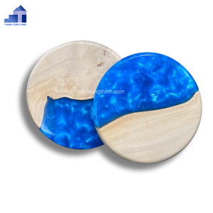 Juego de 4 Posavasos de Resina Epoxi y Madera, Patrón de Grano de Madera Natural, Solo Lavar a Mano, Aptos para Alimentos, Hechos en Vietnam - Product Image 5