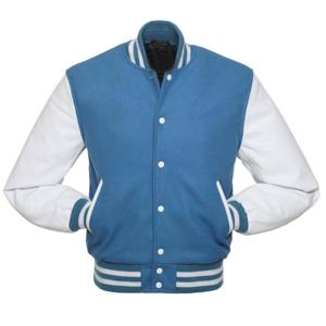 Chaqueta Varsity de Hombre con Mangas de Cuero y Lana Cálida, Estilo Clásico y Casual, Lona de Alta Calidad - Product Image 3