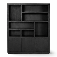 Vitrine en bois massif Mimosa, faite à la main, écologique, durable, grande capacité, gain de place, noire |   Salon Moderne pour le Commerce de Détail