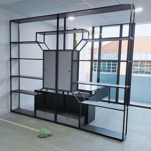 Rubberwood Shelving System with Powder-Coated Iron Frame (180x30x180cm)-KTB68078-Easy Standing Installation for Living Room - Product Image 6
