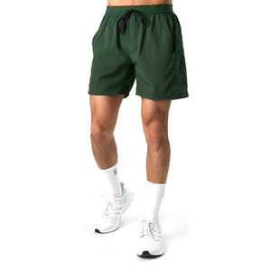 Pantalones cortos para correr de algodón informales de verano 2025 para hombre, pantalones deportivos con cordón de cintura elástica, Color sólido, playa, teñido liso, 100% algodón - Product Image 1