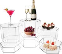 6 pièces rehausseurs de buffet, rehausseurs de nourriture pour buffet, boîtes acryliques pour présentoirs hexagonaux, base d'affichage acrylique