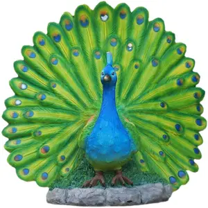 Garten Pfau Statue Dekoration Tier Fiberglas Skulpturen Riesige Pfau Skulpturen für die Anzeige