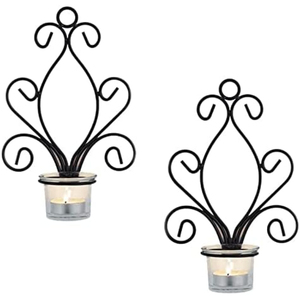 Elegante candelabro de pared, soporte de luz de té para decoración de sala de estar, luz de decoración colgante de pared de hierro de Metal negro de la más alta calidad - Product Image 6