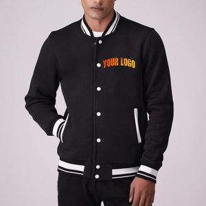Blouson Bomber Varsity Homme Décontracté Noir Entièrement Personnalisable Vente en Ligne Collection Hiver avec Col Montant - Product Image 1