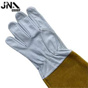 Vente en gros de fabricants de gants de soudage Tig en cuir de chèvre blanc doux pour hommes en peau de vache, argon de travail - Product Image 6