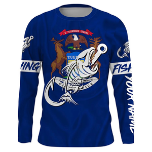 เสื้อตกปลาแขนยาวสำหรับผู้ชาย ระบายอากาศได้ดี มีโลโก้ด้านหน้า ออกแบบเองได้ แห้งเร็ว ป้องกันแสงแดด UPF 50+ - Product Image 5