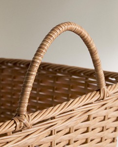 Artex <b>Green</b> Earth Eco-Friendly Woven Natural Rattan Circle Laundry <b>Basket</b> with Two Side Handles Modern Design - Product Image 3