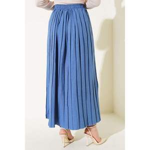 <b>Elastic</b> Waist Pleated <b>Skirt</b> Indigo - Product Image 2
