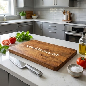 Planche à découper en bois de teck écologique, épaisseur 1,5 cm, passe au lave-vaisselle, durable pour hacher, trancher et servir - Product Image 6