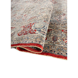 Alfombras de Seda Anudadas a Mano Gulmarg, Diseño Rectangular con Medallón Rojo Naranja, Estilo Patchwork para Sala de Estar, Modelo Pae-6457 - Product Image 2