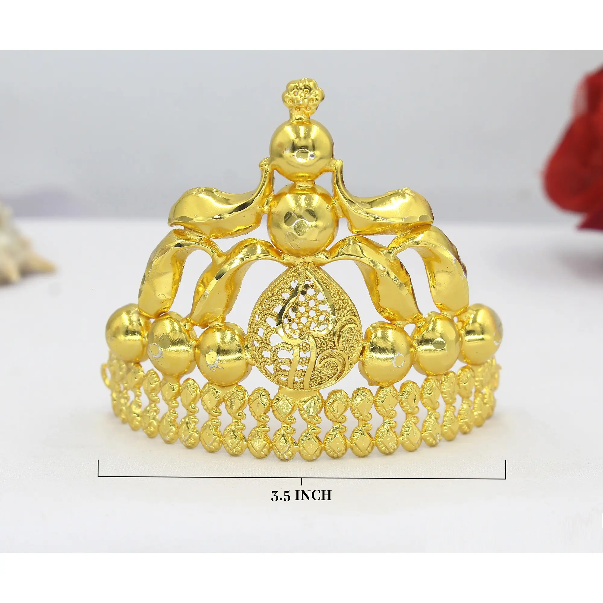 Women Bridal Wedding Crown Tiara Bridal Accessories Gold Plated Taj Crown