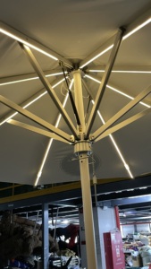 Parasol d'extérieur moderne en aluminium imperméable avec support lumineux et base en granit pour jardin, <span class=keywords><strong>parc</strong></span> et terrasse - Product Image 6